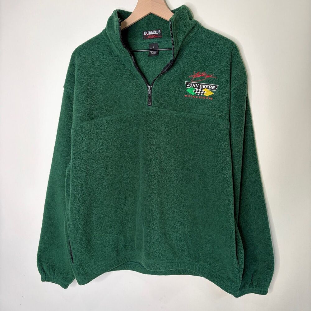 Ultra Club Fleece Jacket Pullover Green John Deere Racing Motorsports Adult L